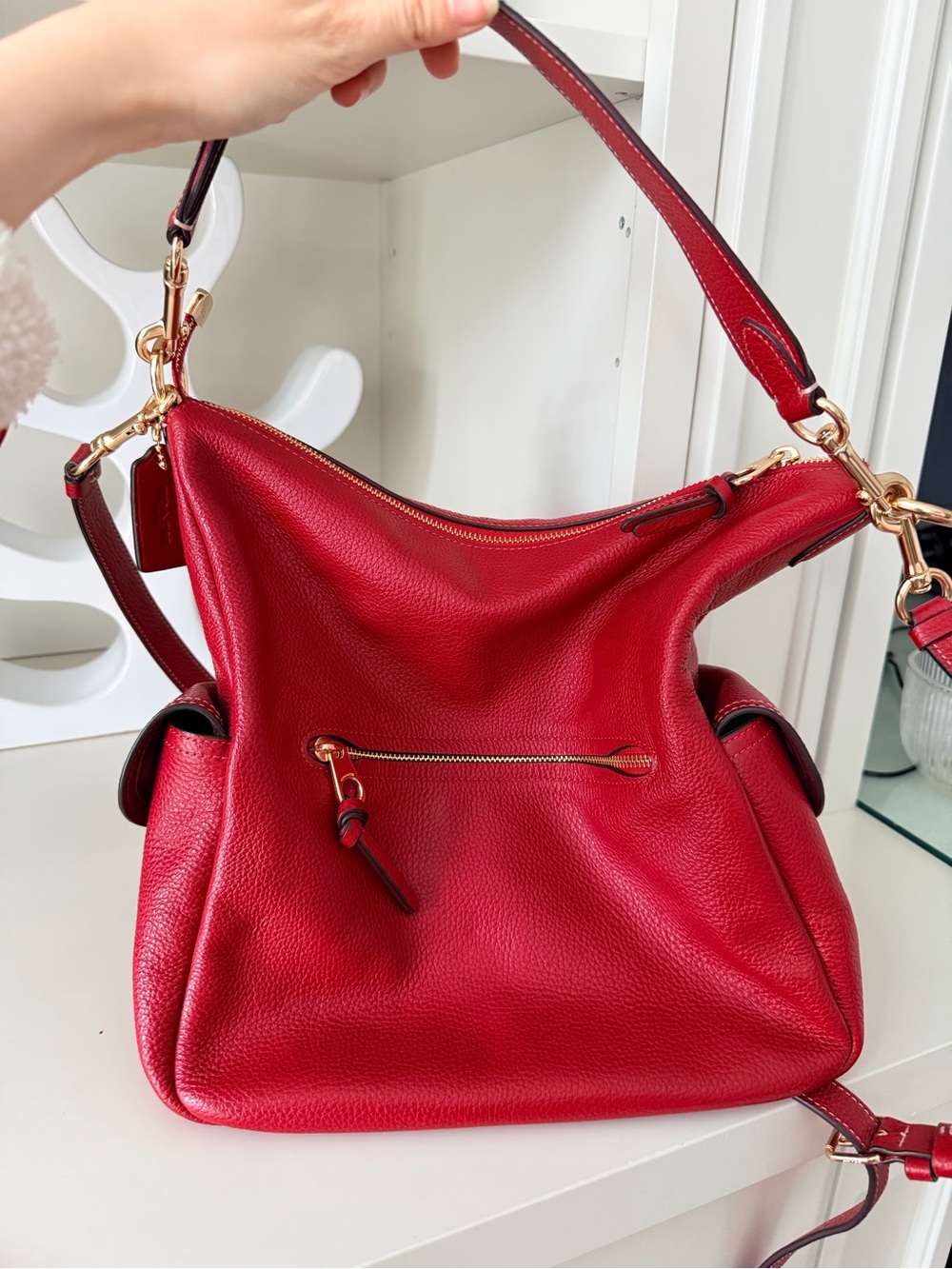 COACH Pennie Red Pebbled Leather Shoulder Crossbody Bag 6152 NEW - Picture 8 of 16